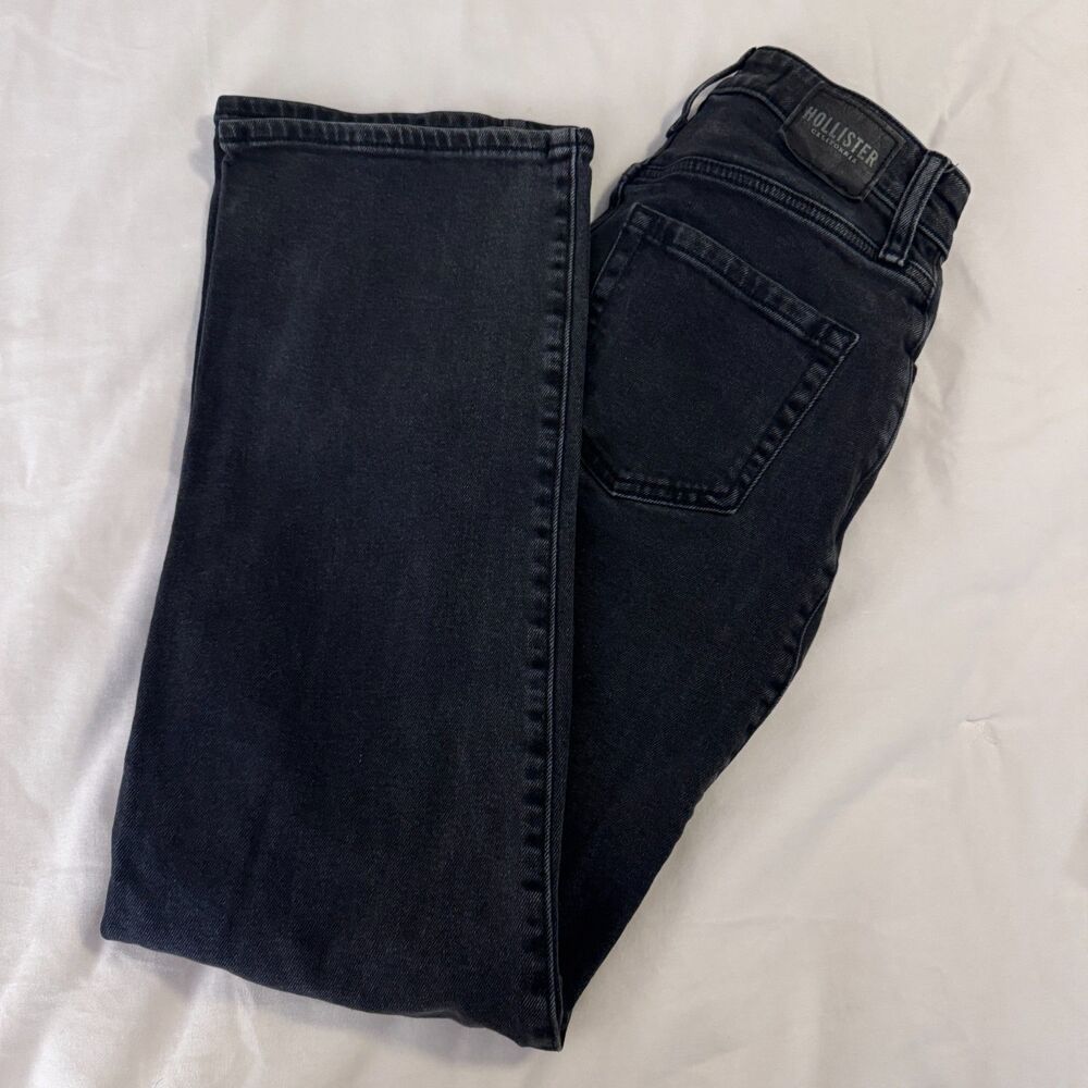 Womens Hollister Ultra-High Rise Dad Jean Black Denim Distressed 00R/24R